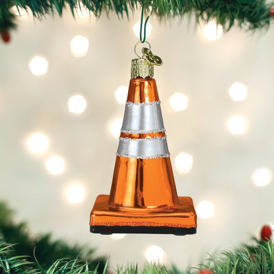 Traffic Cone Glass  Ornament