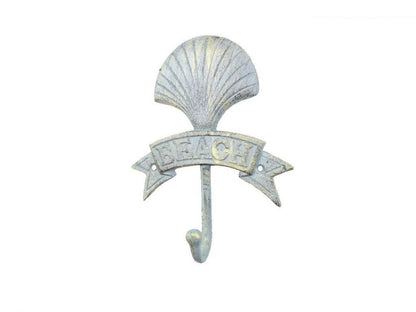 Antique Seaworn Bronze Cast Iron Seashell Beach Hook 8""