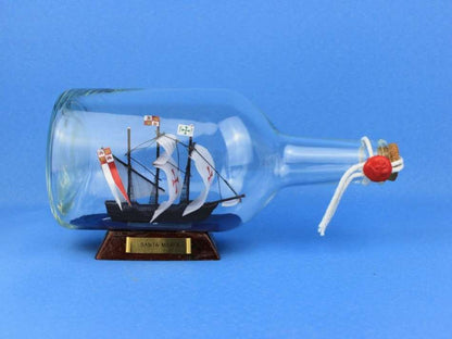 Santa Maria Model Ship in a Glass Bottle 9""