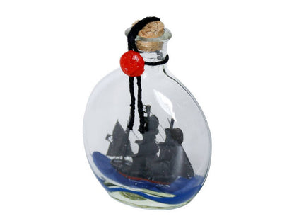 Black Pearl Model Ship in a Glass Bottle 4""