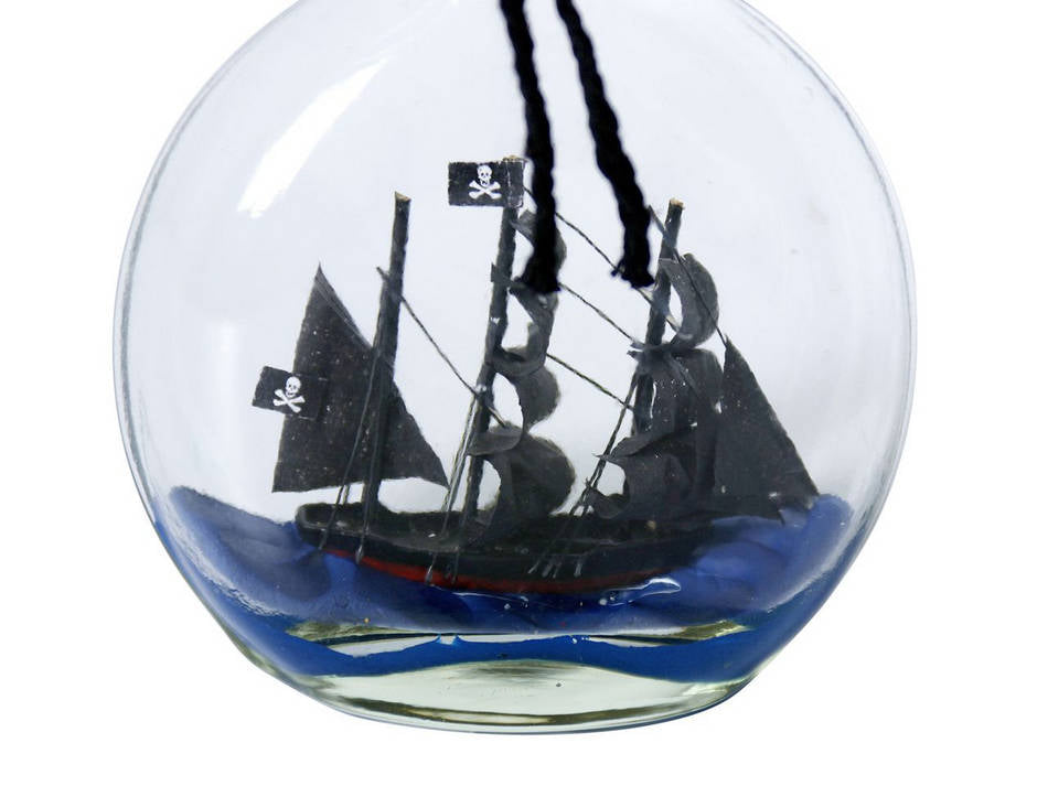 Black Pearl Model Ship in a Glass Bottle 4""