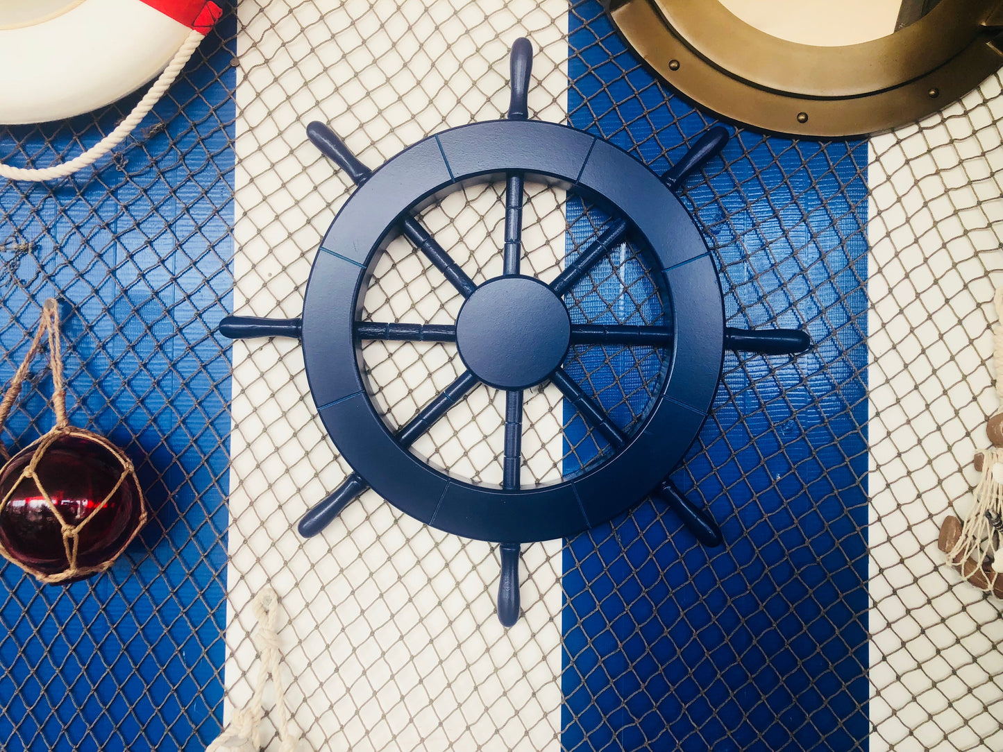 Dark Blue Decorative Ship Wheel 18""
