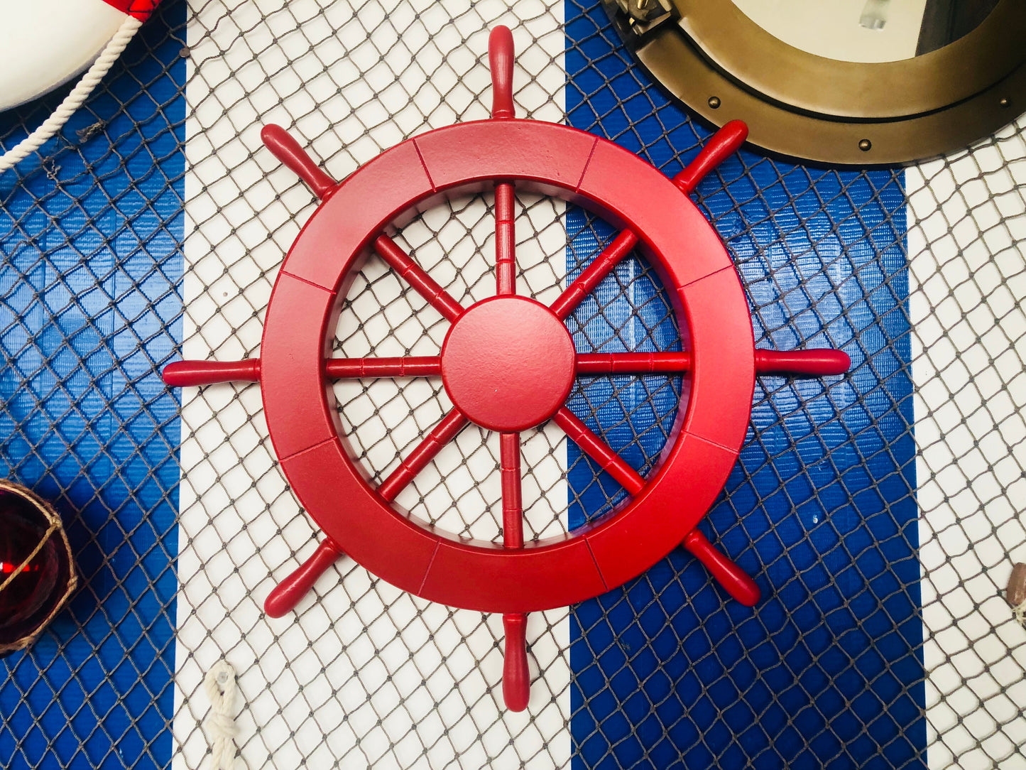 Red Decorative Ship Wheel 18""
