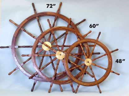 Deluxe Class Wood and Brass Decorative Ship Wheel 48""