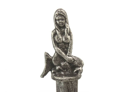 Antique Silver Cast Iron Mermaid Extra Toilet Paper Stand 16""