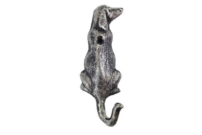 Rustic Silver Cast Iron Dog Hook 6""