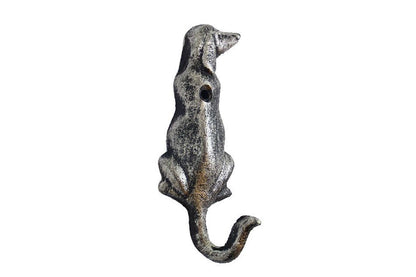 Rustic Silver Cast Iron Dog Hook 6""