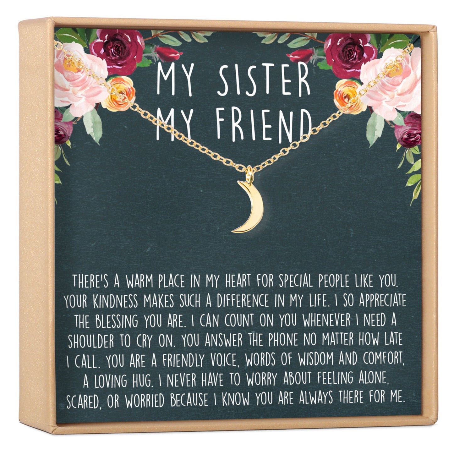 Sisters Crescent Moon Pendant Necklace