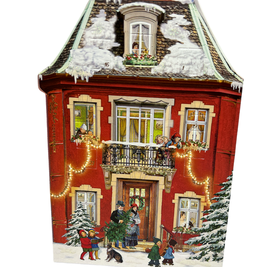 Diecut Red House  Advent Card With Envelope