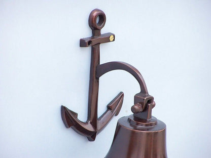 Antique Copper Hanging Anchor Bell 8""