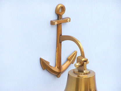 Brass Plated Hanging Anchor Bell 8""