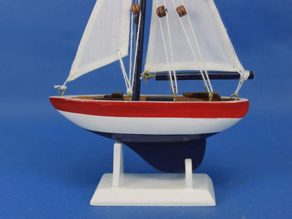 Wooden USA Sailer Model Sailboat Decoration 9""