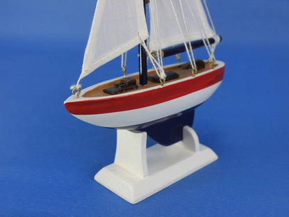 Wooden USA Sailer Model Sailboat Decoration 9""