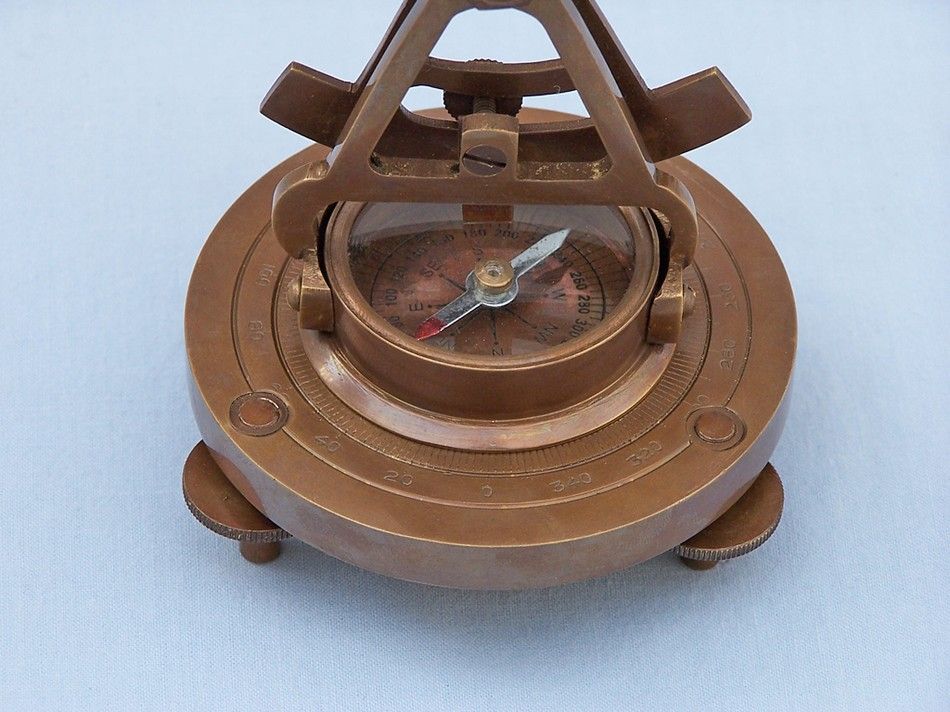 Antique Brass Brass Alidade Compass 7""