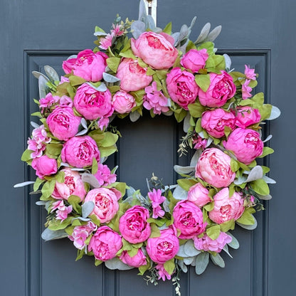 Bright Pink Peony Spring Wreath