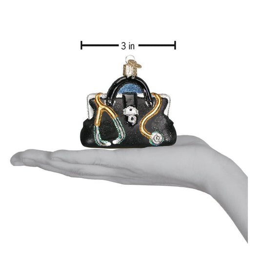 Black Doctor's Bag Glass Ornament