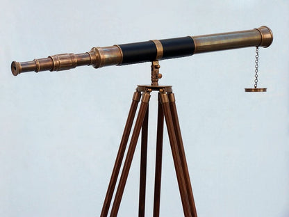 Admiral Floor Standing Antique Brass Telescope 60""