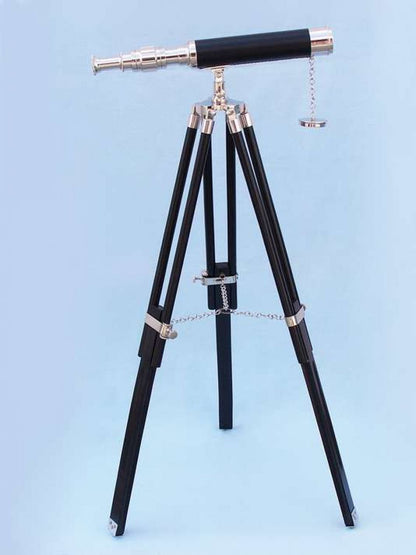 Floor Standing Chrome - Leather Harbor Master Telescope 30""