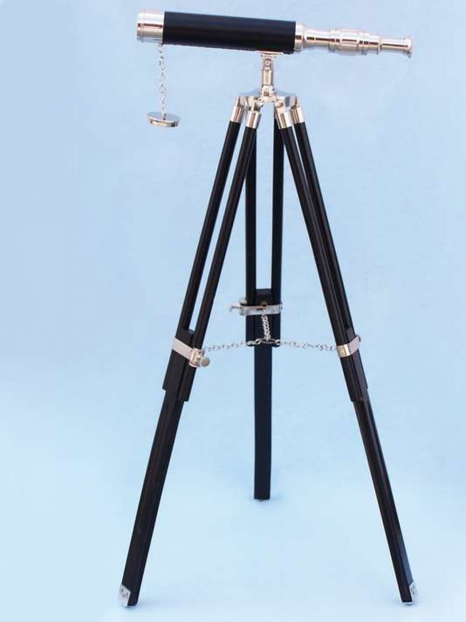 Floor Standing Chrome - Leather Harbor Master Telescope 30""