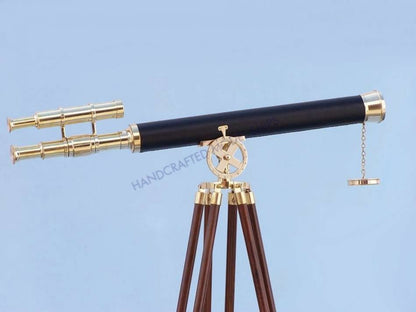 Floor Standing Solid Brass - Leather Griffith Astro Telescope 64""