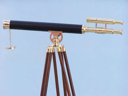 Floor Standing Solid Brass - Leather Griffith Astro Telescope 64""