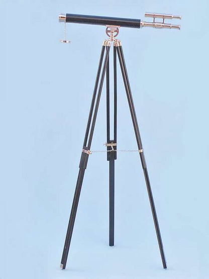 Chrome - Leather Griffith Astro Telescope 64"" with Black Wooden Legs