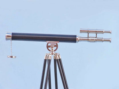 Chrome - Leather Griffith Astro Telescope 64"" with Black Wooden Legs