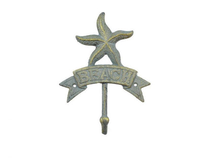 Antique Seaworn Bronze Cast Iron Starfish Beach Hook 8""