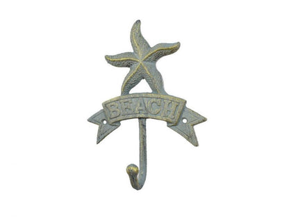 Antique Seaworn Bronze Cast Iron Starfish Beach Hook 8""