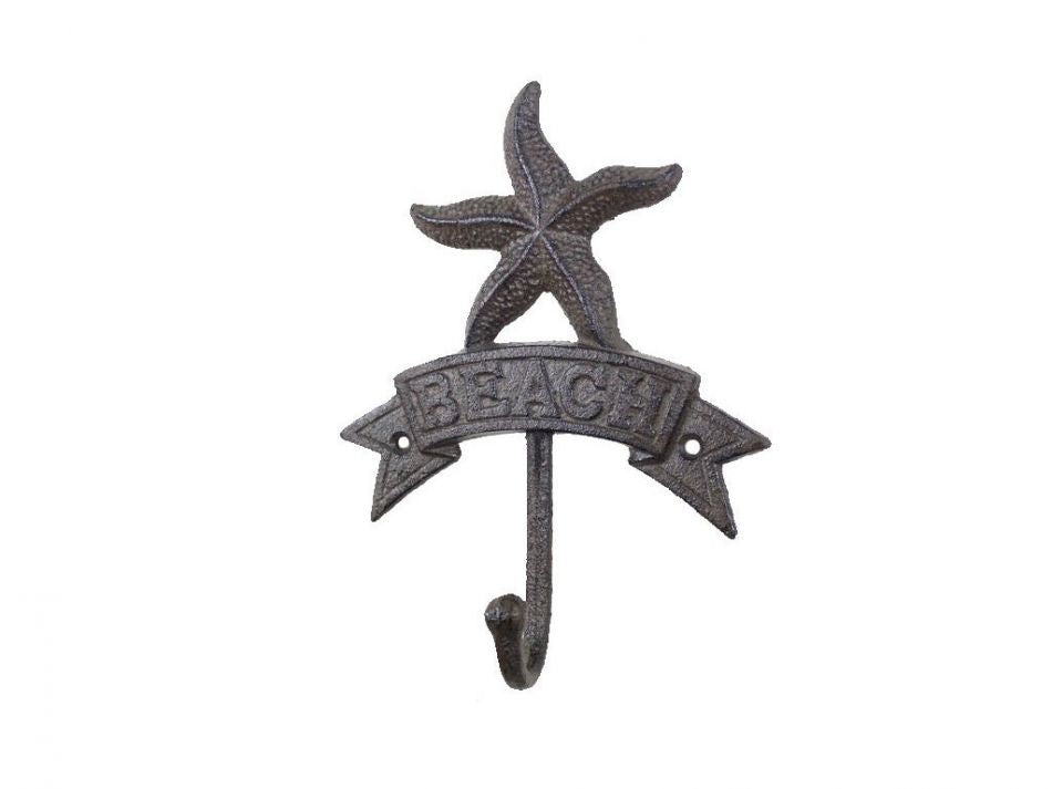Cast Iron Starfish Beach Hook 8""