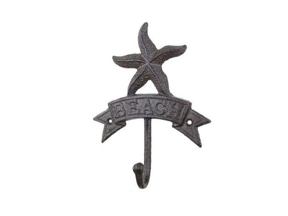 Cast Iron Starfish Beach Hook 8""
