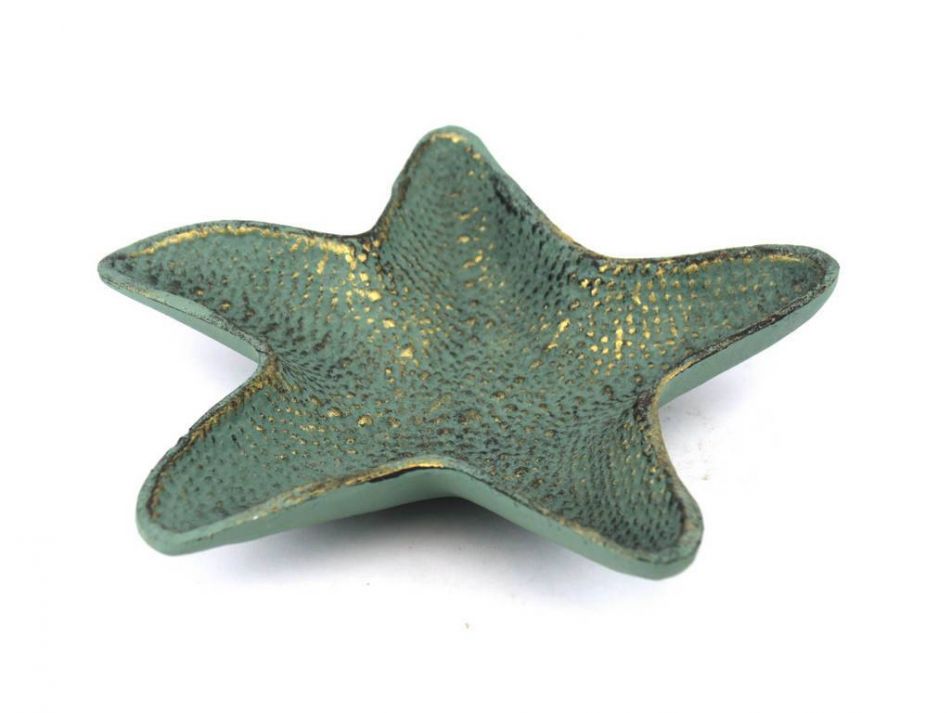 Antique Bronze Cast Iron Starfish Decorative Bowl 8""
