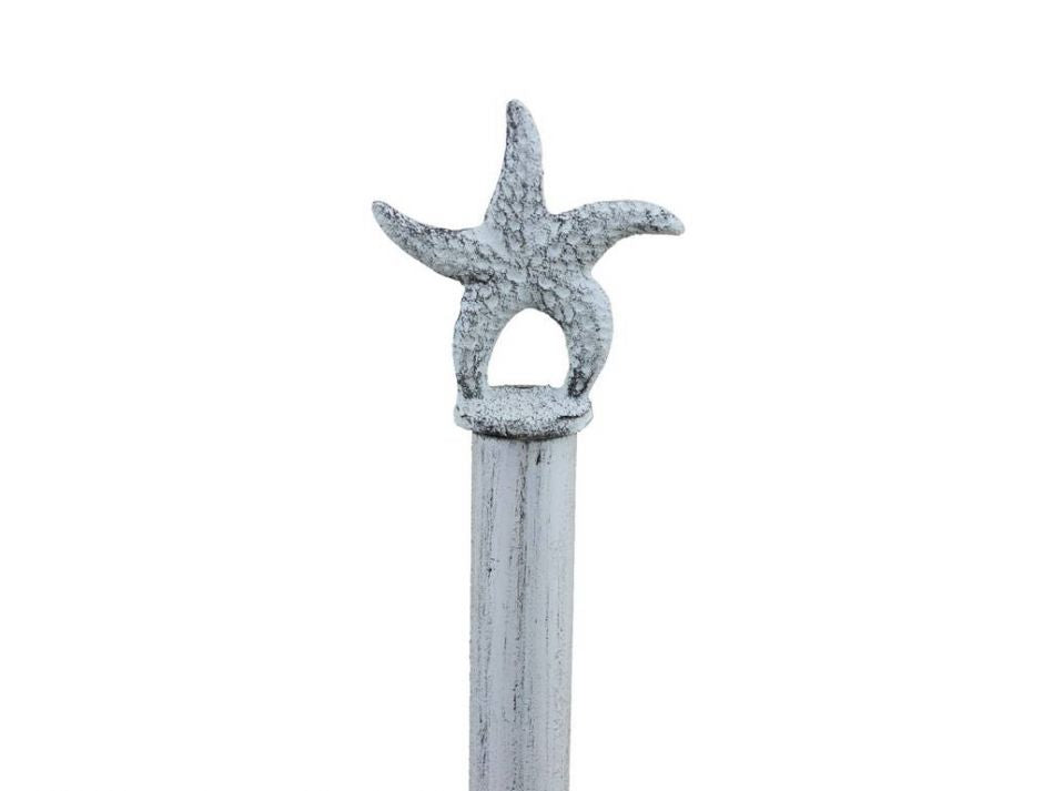 Rustic Whitewashed Cast Iron Starfish Paper Towel Holder 15""