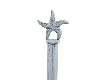 Rustic Whitewashed Cast Iron Starfish Paper Towel Holder 15""