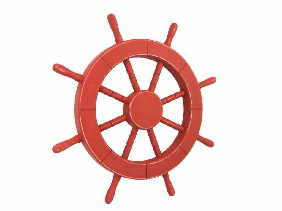 Rustic Red Decorative Ship Wheel 18""