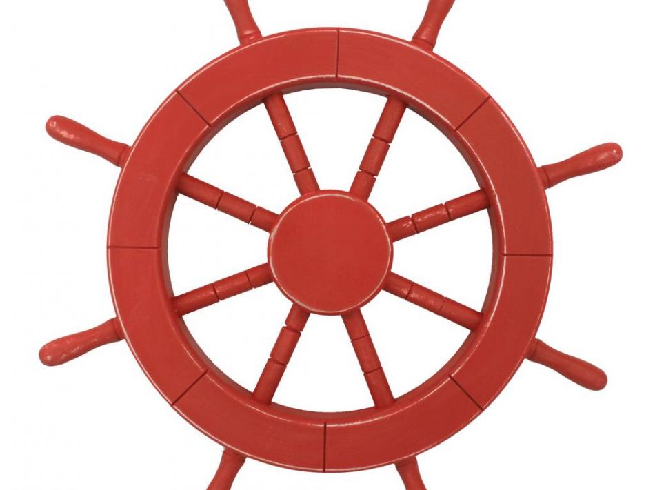 Rustic Red Decorative Ship Wheel 18""