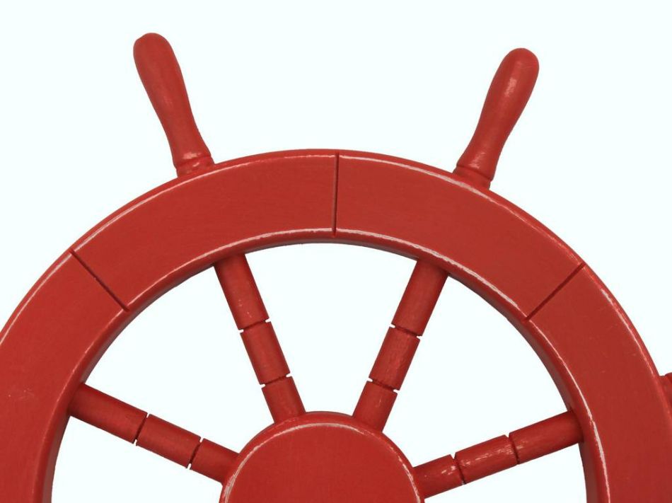 Rustic Red Decorative Ship Wheel 18""