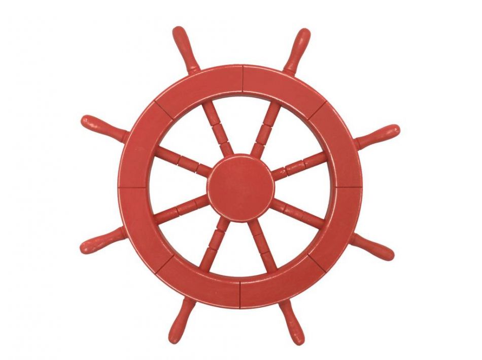 Rustic Red Decorative Ship Wheel 18""