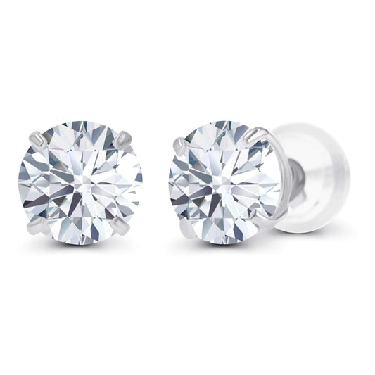 2CTW Created Moissanite Stud Earrings (G-VS) in Choice of 14K White Gold or Yellow Gold