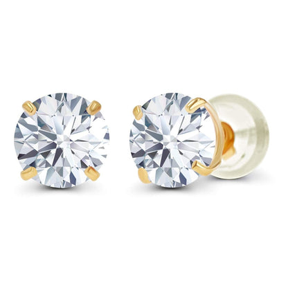 2.00 CTW AGI Certified  Lab-Grown Diamond Stud Earrings in 14K Yellow Gold | G Color VS Clarity | USA Handcrafted Fine Jewelry