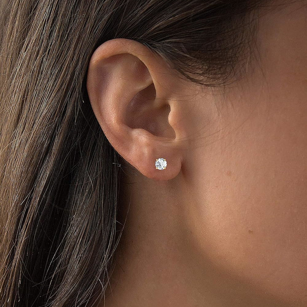 2.00 CTW AGI Certified  Lab-Grown Diamond Stud Earrings in 14K Yellow Gold | G Color VS Clarity | USA Handcrafted Fine Jewelry