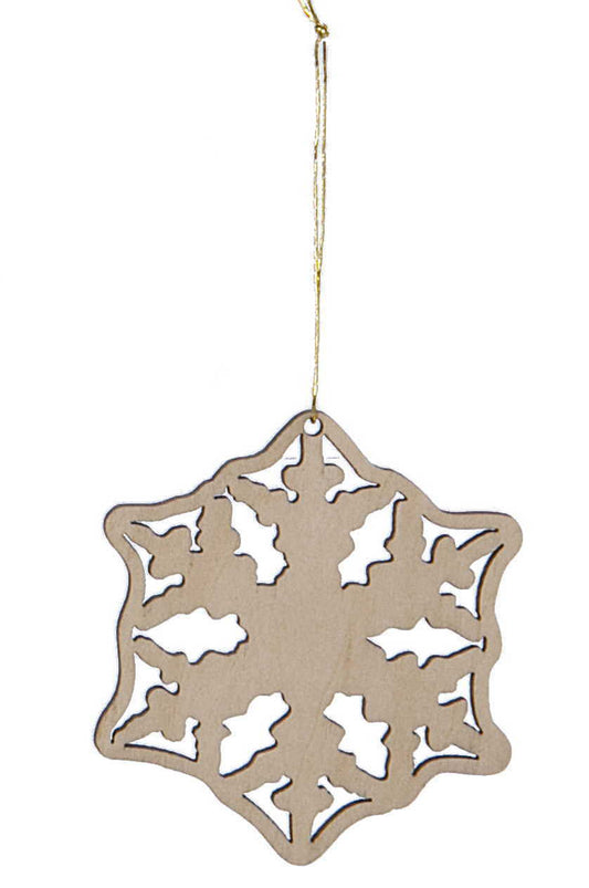 Laser Cut Wood Snowflake Ornament - Style 3