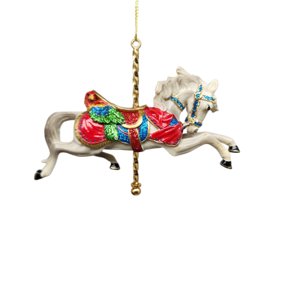 Resin Carousel Assortment Ornament - White Horse