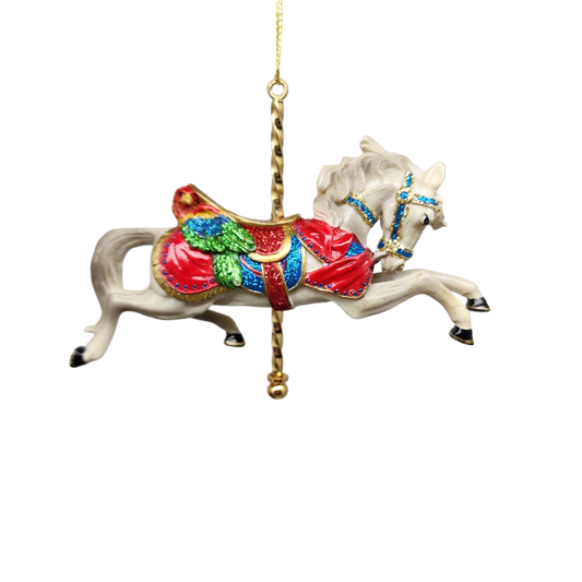 Resin Carousel Assortment Ornament - White Horse
