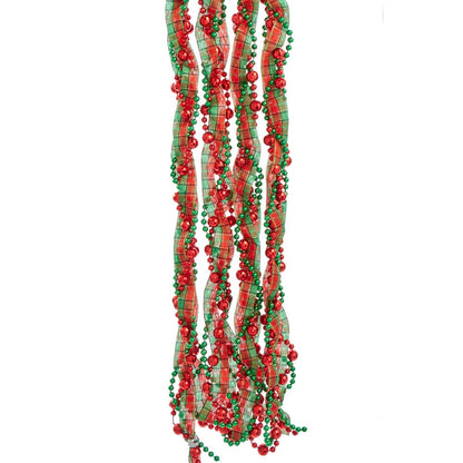 Plaid Ribbon Bead Garland - 9 Feet
