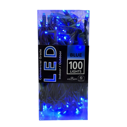 100-Light 5mm Blue LED Green Wire Light Set