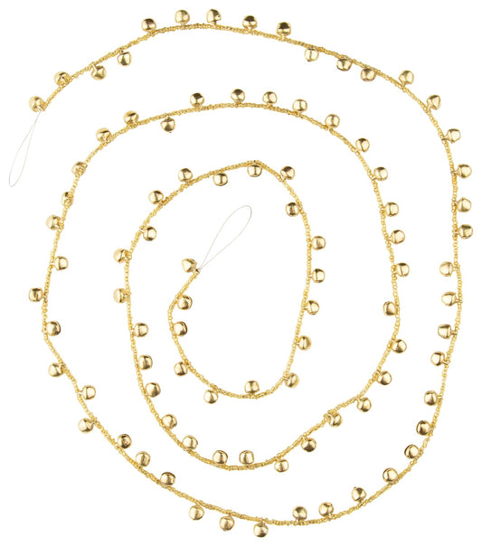 Bright Gold Mini Jingle Bell and Glass Bead Garland