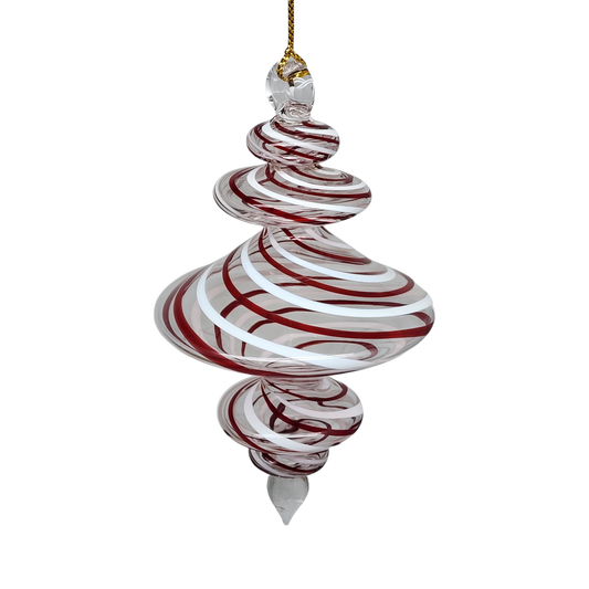 Peppermint Swirl Egyptian Glass Spiral Ornament