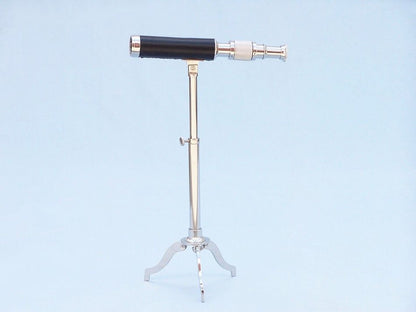 Chrome with Leather Telescope on Stand 17""