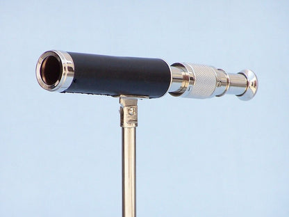 Chrome with Leather Telescope on Stand 17""